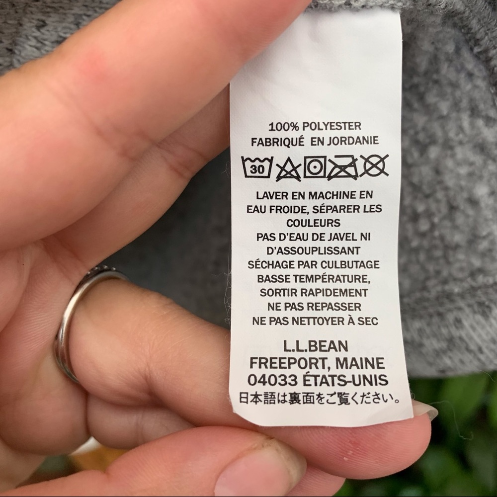 Women's L.L.Bean Sweater Fleece Coat 2 Way Zip Jacket Gray Long Hoodie, L Pet - Picture 11 of 11